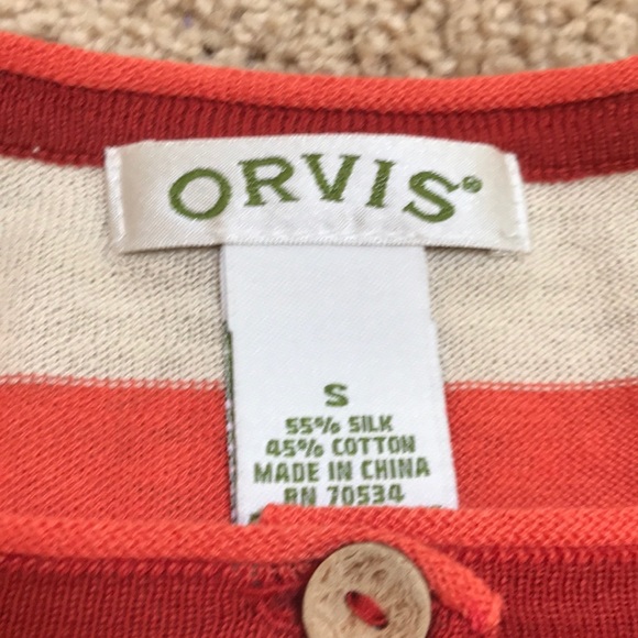ORVIS size S striped silk blend button up cardigan - Picture 5 of 8